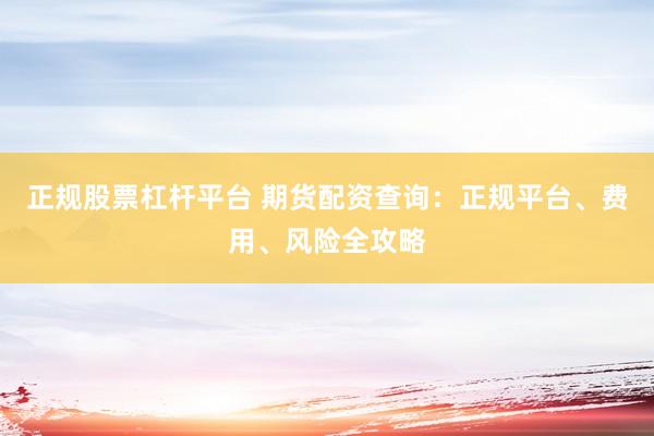 正規(guī)股票杠桿平臺(tái) 期貨配資查詢：正規(guī)平臺(tái)、費(fèi)用、風(fēng)險(xiǎn)全攻略