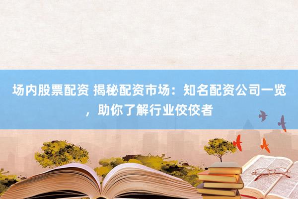 場(chǎng)內(nèi)股票配資 揭秘配資市場(chǎng)：知名配資公司一覽，助你了解行業(yè)佼佼者