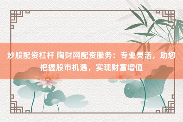 炒股配資杠桿 陶財網配資服務：專業(yè)靈活，助您把握股市機遇，實現財富增值