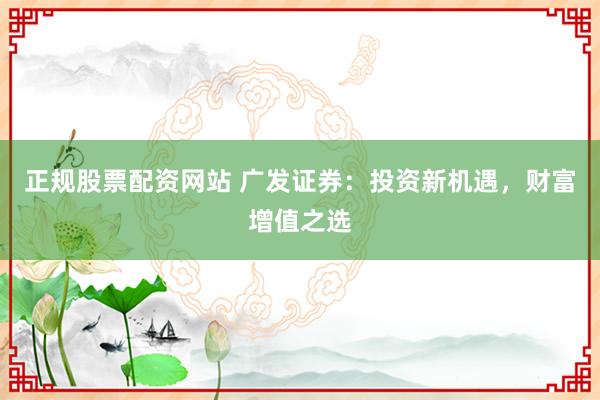 正規(guī)股票配資網(wǎng)站 廣發(fā)證券：投資新機(jī)遇，財(cái)富增值之選
