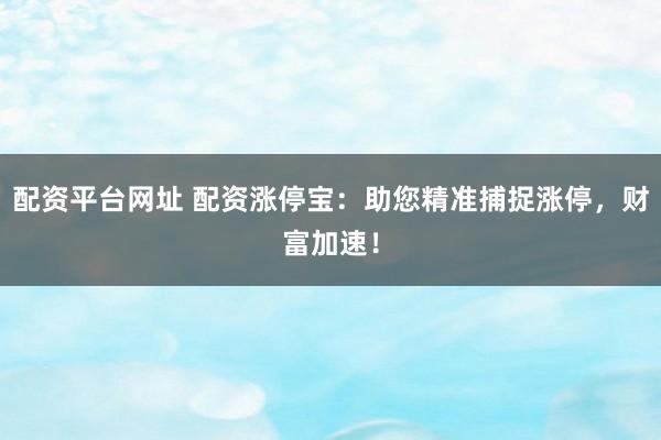 配資平臺網(wǎng)址 配資漲停寶：助您精準(zhǔn)捕捉漲停，財富加速！