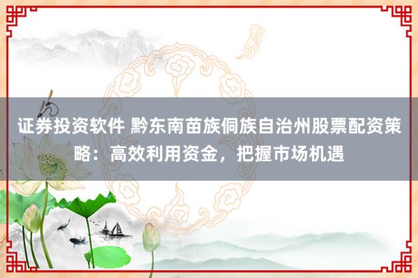證券投資軟件 黔東南苗族侗族自治州股票配資策略：高效利用資金，把握市場機遇