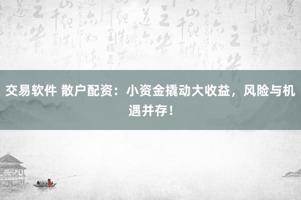 交易軟件 散戶配資：小資金撬動大收益，風險與機遇并存！