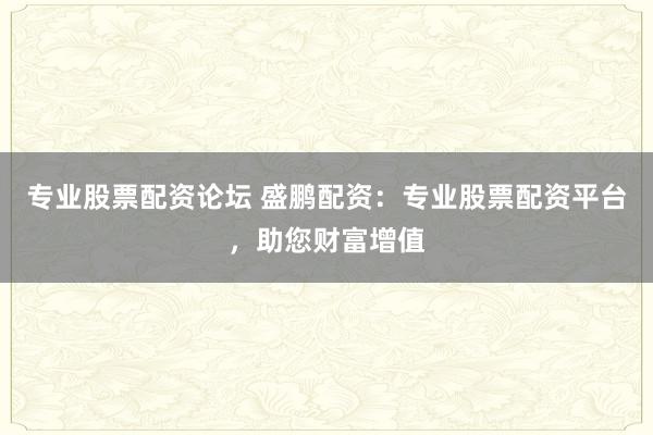 專業(yè)股票配資論壇 盛鵬配資：專業(yè)股票配資平臺(tái)，助您財(cái)富增值