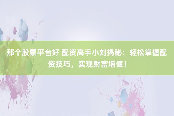 那個(gè)股票平臺(tái)好 配資高手小劉揭秘：輕松掌握配資技巧，實(shí)現(xiàn)財(cái)富增值！