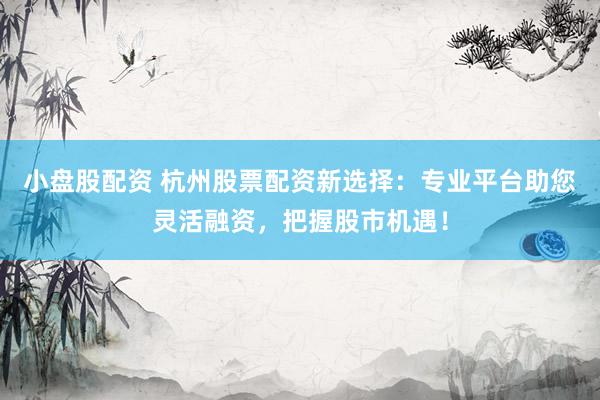 小盤股配資 杭州股票配資新選擇：專業(yè)平臺(tái)助您靈活融資，把握股市機(jī)遇！
